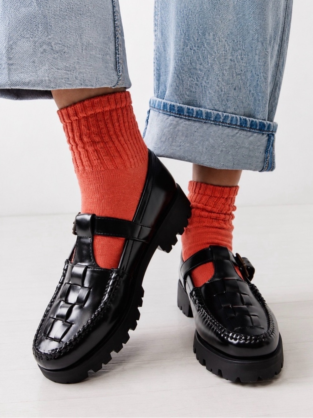 GH Bass Woven Mary Jane Fisherman Loafers